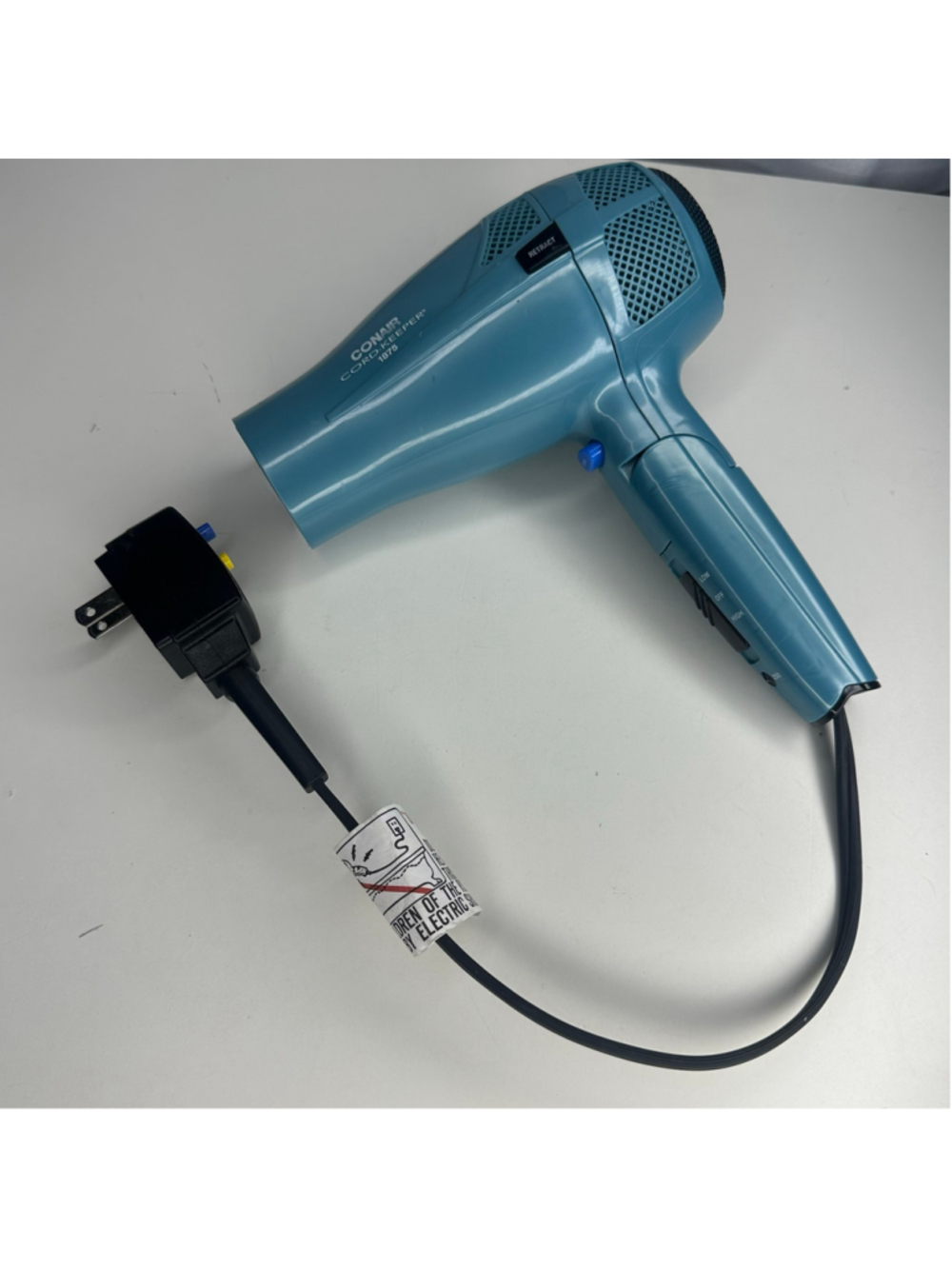Conair Cord-Keeper 1875W Folding Travel Hair Dryer – Teal Blue (Model 289VH)